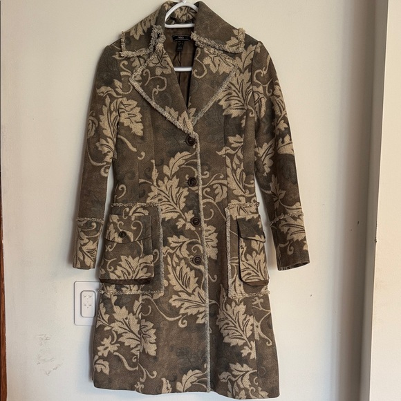 Mango Jackets & Blazers - Mango (MNG) floral damask tapestry jacquard boho trench coat XS